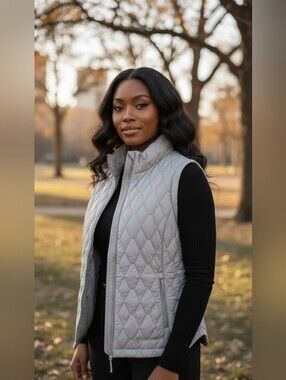 Free Country Gray Quilted Vest Size Large